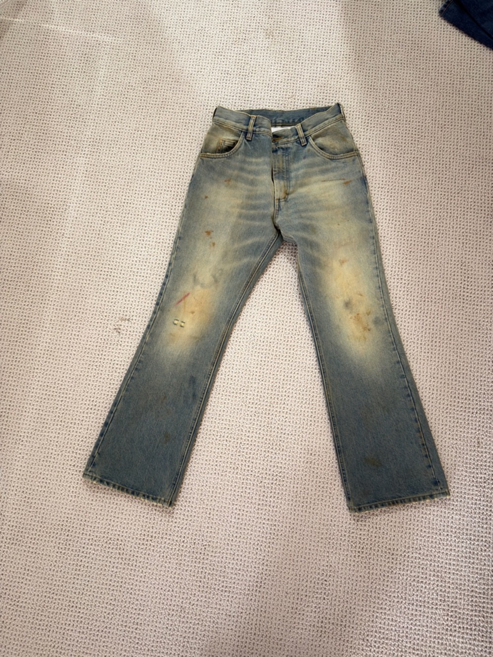 Maison Martin Margiela Faded Blue Cropped Jeans with Distressed Patina